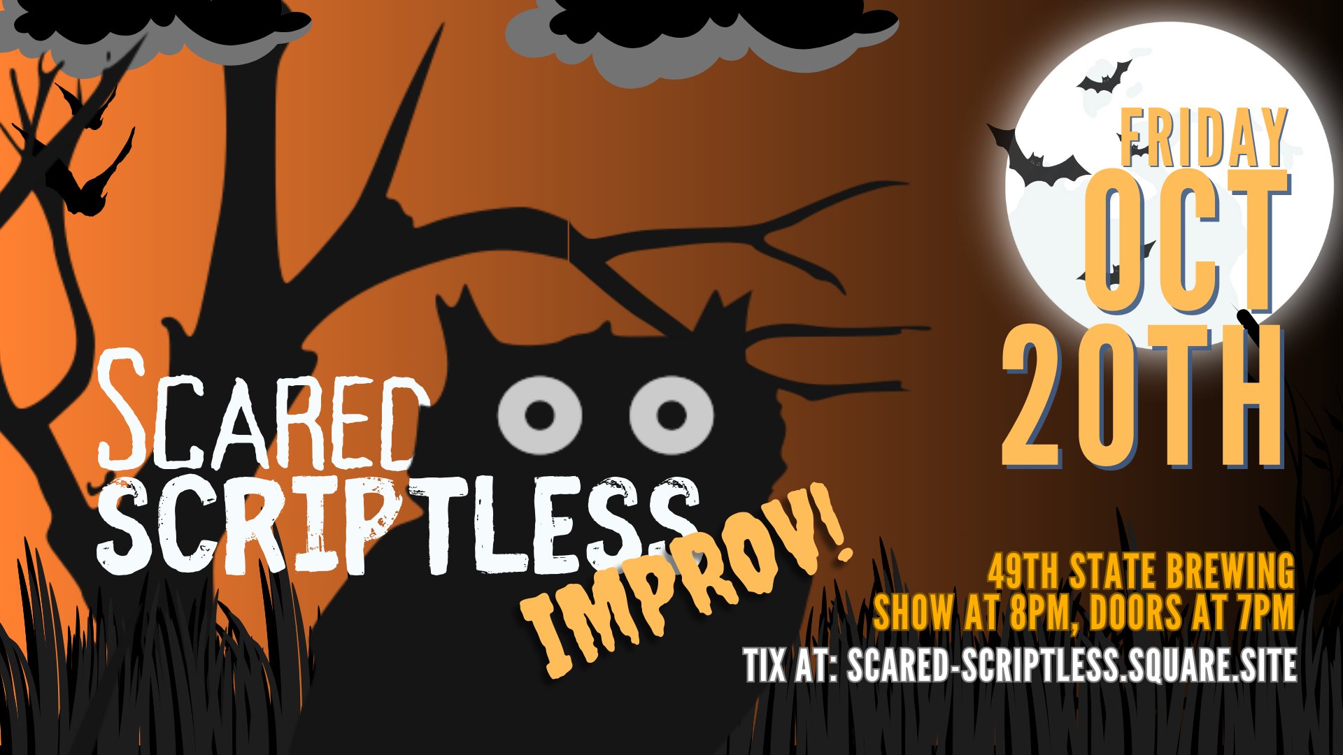 Scare Scriptless, improv, 49th State Brewing, Halloween