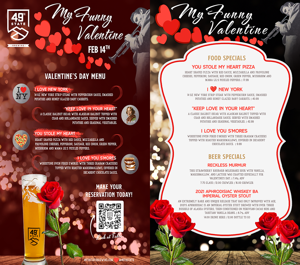 Valentine's Menu @ 49th State Brewing Anchorage