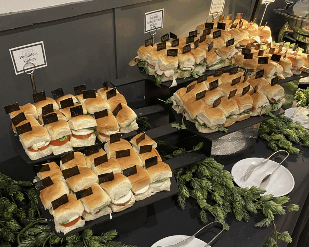 Sliders for an office lunch catering from 49th State Brewing.