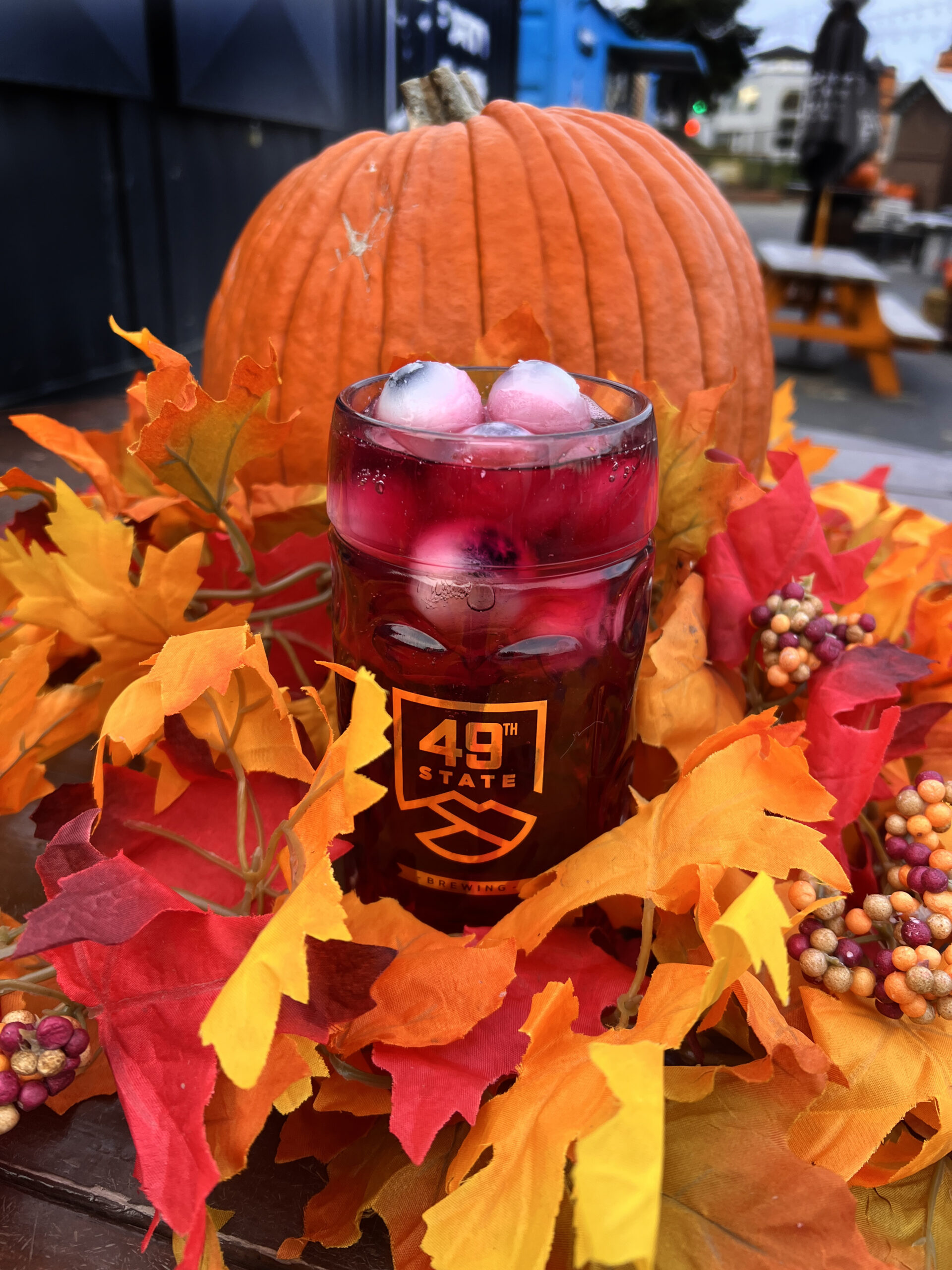 Aurora Borealis Soda with eyeballs on the top