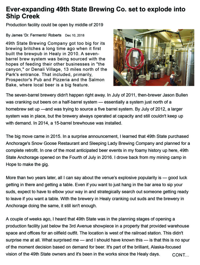 2019 – Alaska pacific beverage company opens downtown @ the rail